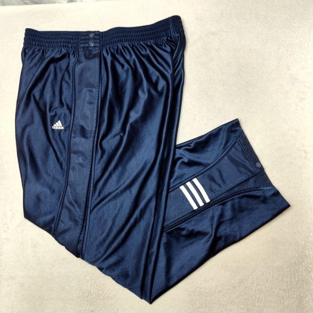 Vintage Adidas Track Pants Mens 2XL Blue Tear Away Warm Up Snap Breakaway Soccer